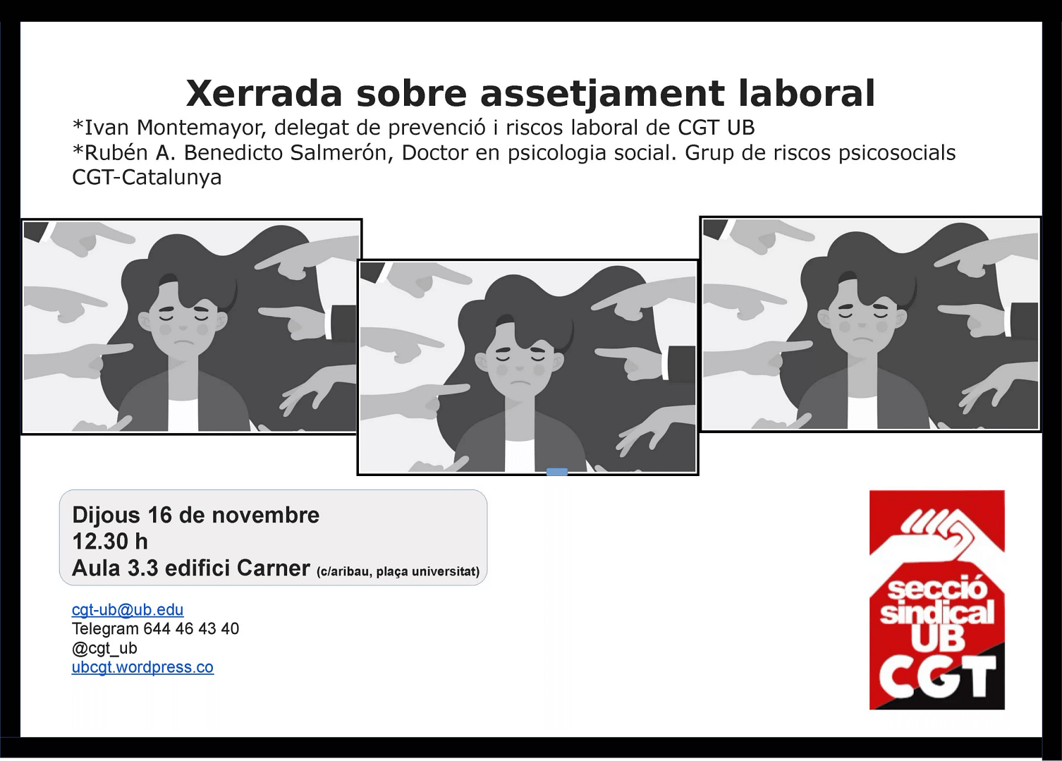 Xerrada assetjament laboral CGT UB 16nov2023