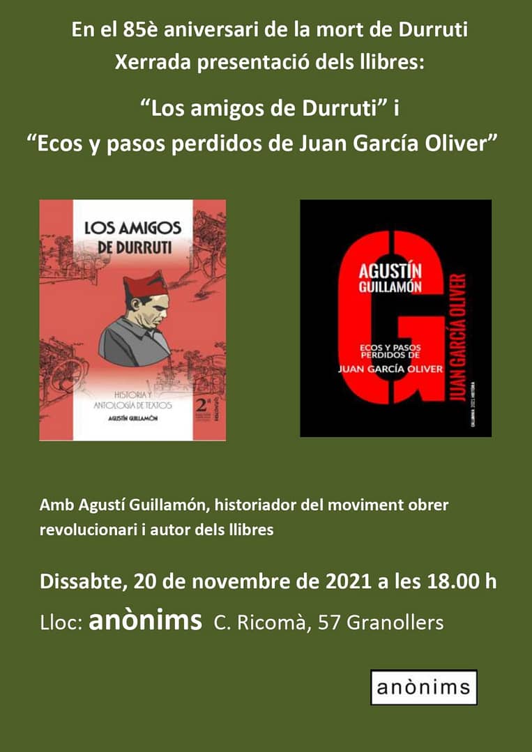 Presentació llibres Agustín Guillamón - Anònims Granollers 20 nov 2021